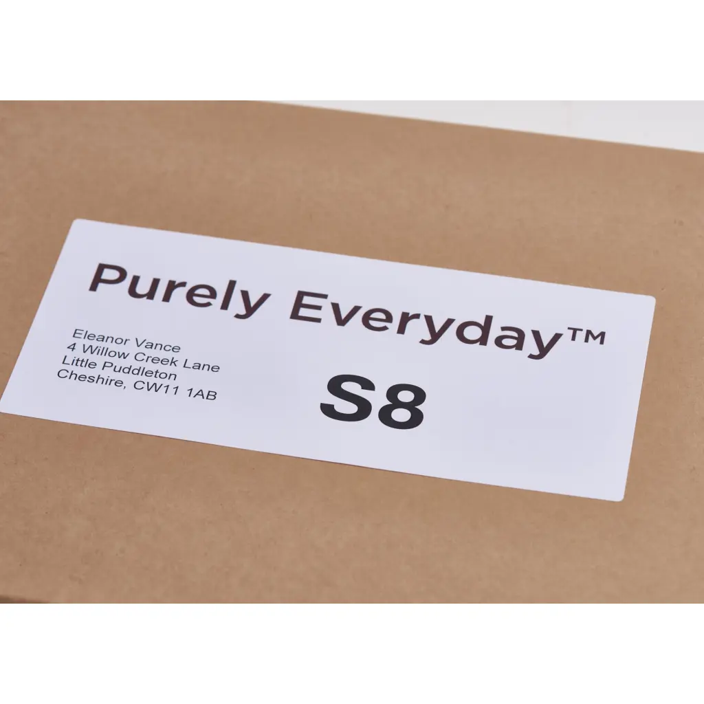 Purely Everyday A4 Single Integrated Label S8 One Integral Hotmelt Label Perforated 190 x 90mm White (Pack 1000)