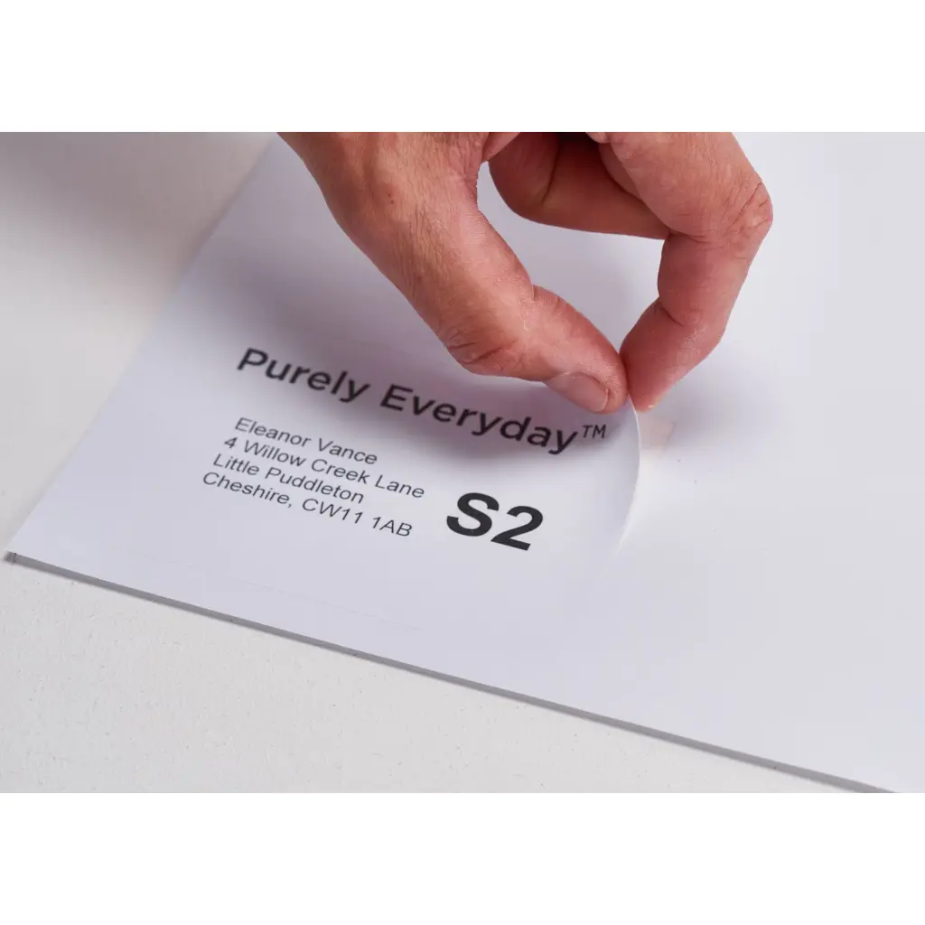 Purely Everyday A4 Single Integrated Label S2 One Integral Hotmelt Label 110 x 76mm White (Pack 1000)