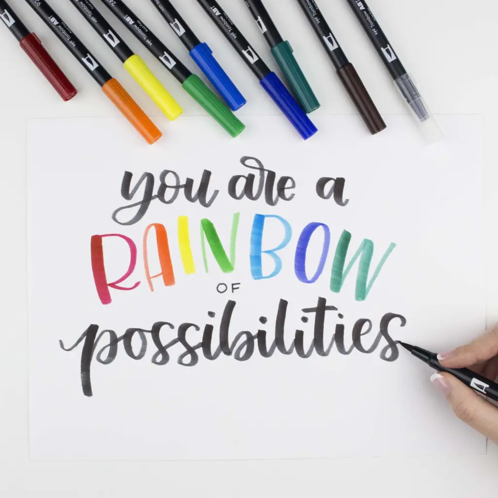 Tombow ABT Dual Brush Pen Water Based Brush Pen with Two Tips Black (Single Pen) - ABT-N15
