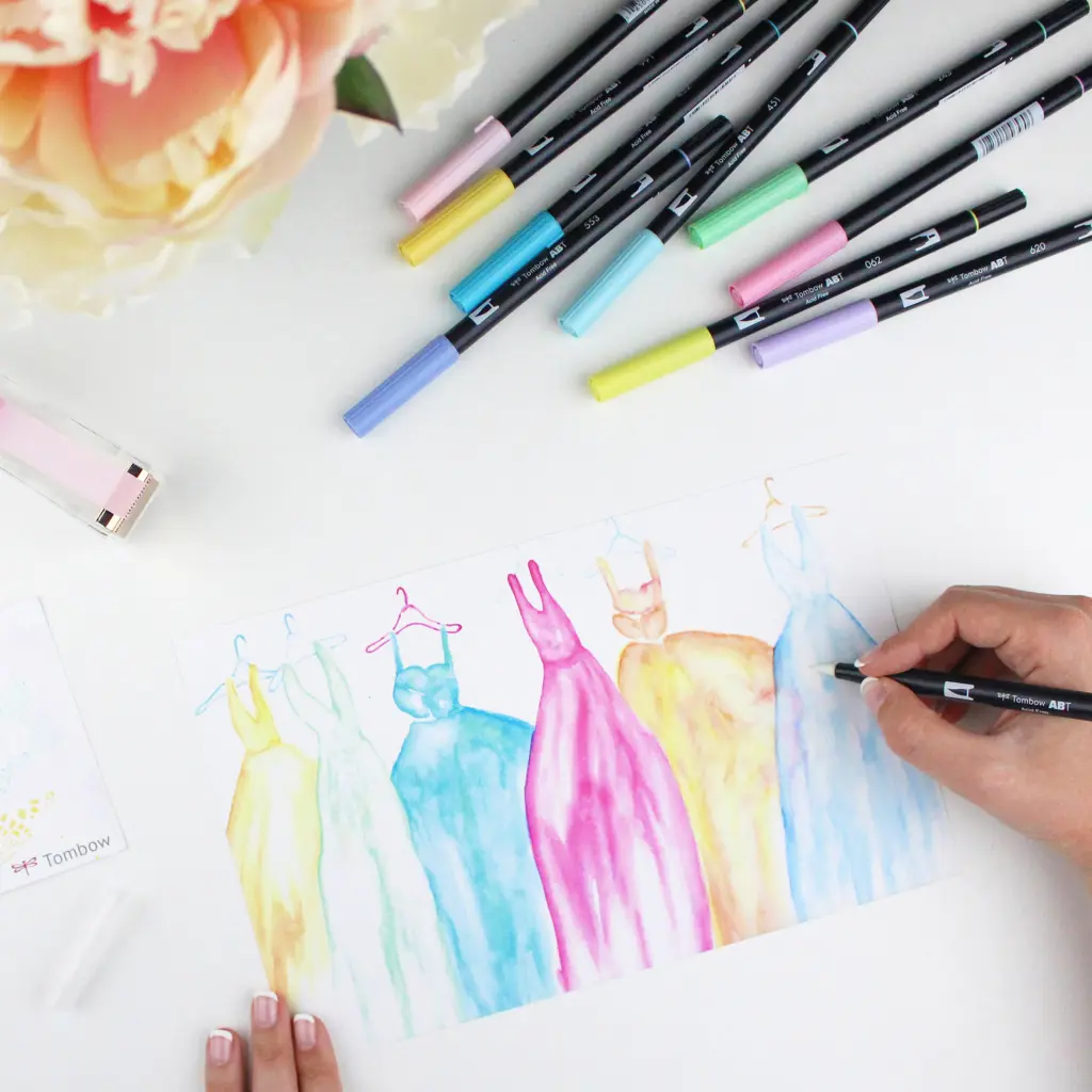 Tombow ABT Dual Brush Pen Water Based Brush Pen with Two Tips Black (Single Pen) - ABT-N15