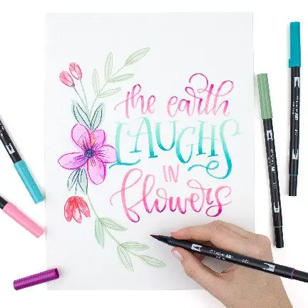 Tombow ABT Dual Brush Pen Water Based Brush Pen with Two Tips Green (Single Pen) - ABT-296