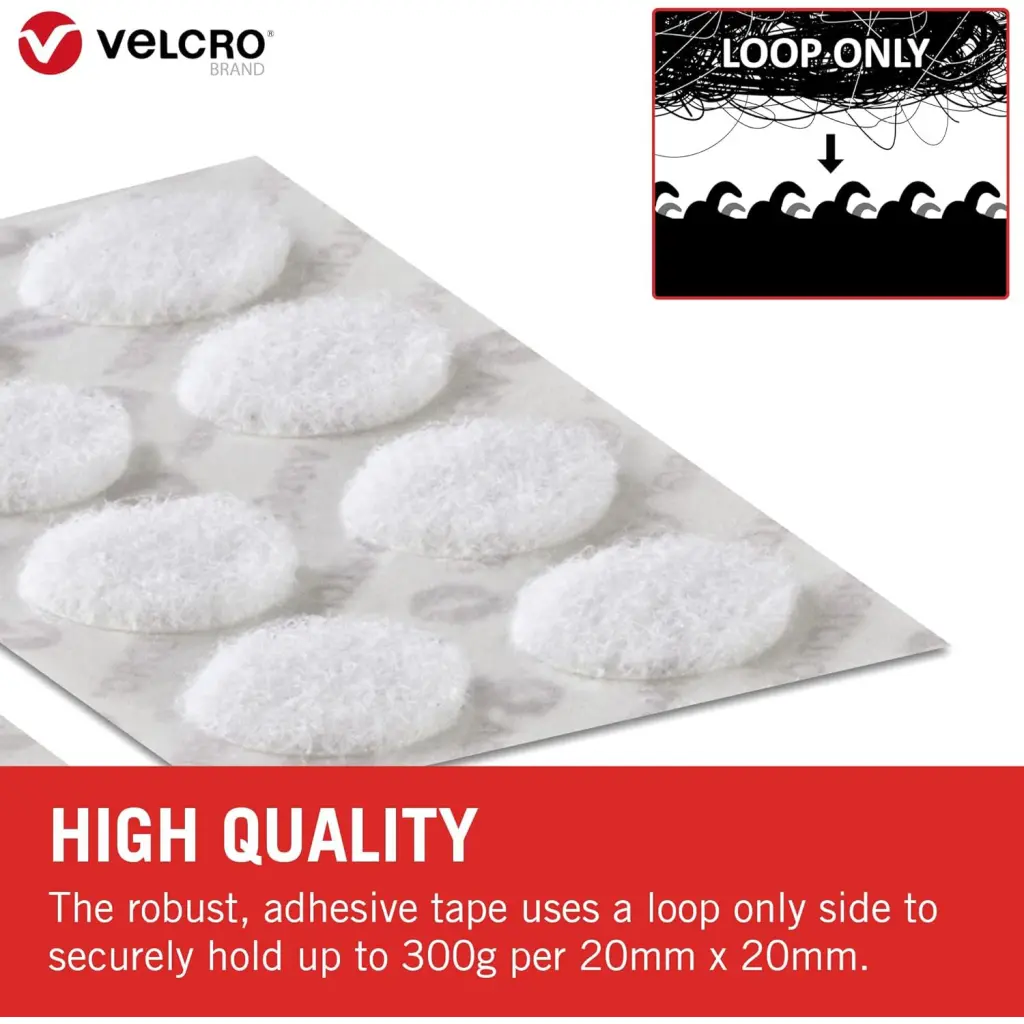 Velcro Stick On Coins Loop Only 19mm White (Pack 125) - 7183