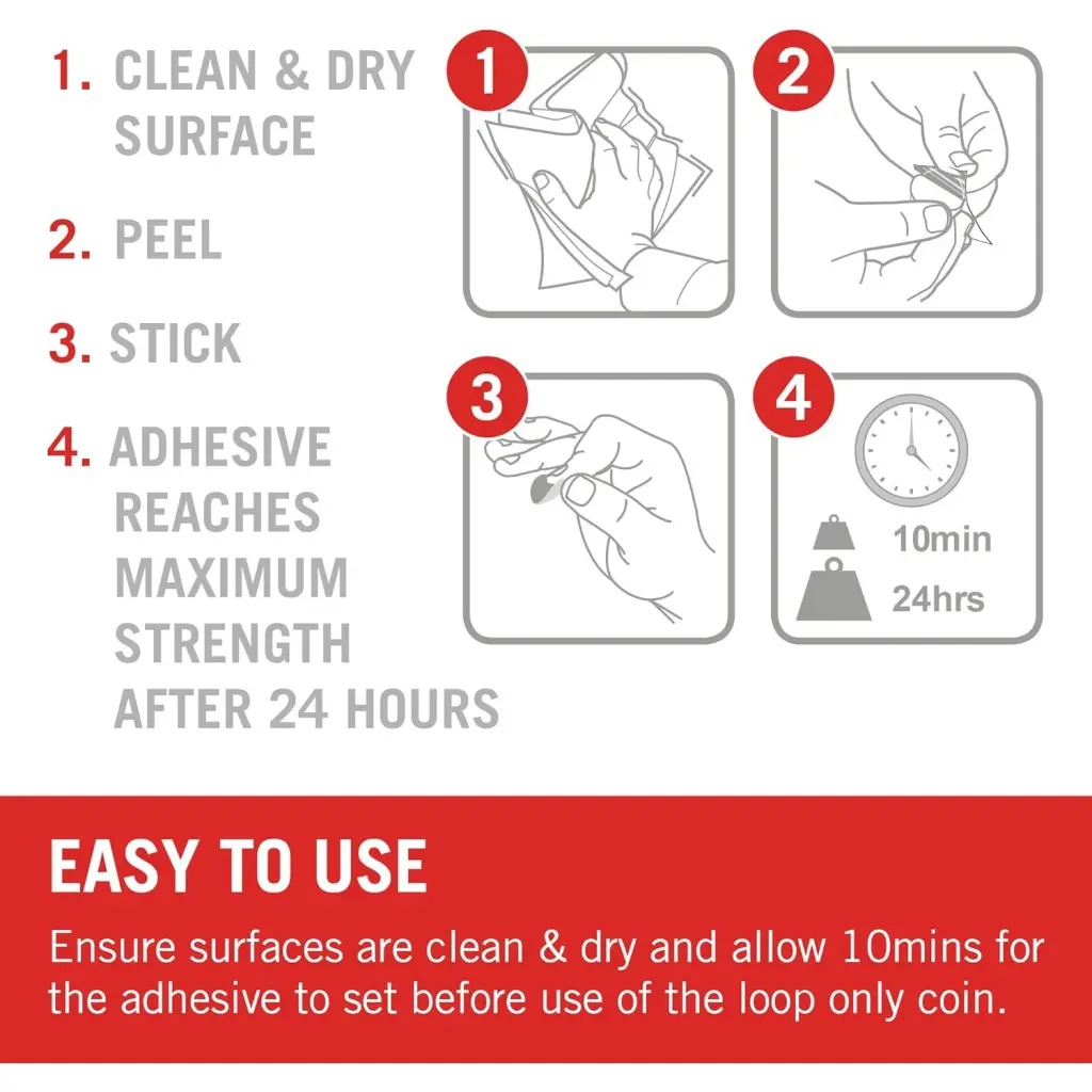 Velcro Stick On Coins Loop Only 19mm White (Pack 125) - 7183