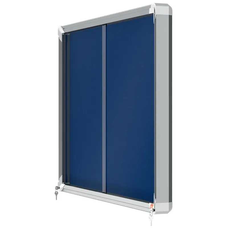 Nobo Premium Plus Blue Felt Lockable Noticeboard Display Case 8 x A4 925x668mm 1902565