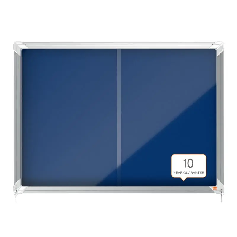 Nobo Premium Plus Blue Felt Lockable Noticeboard Display Case 8 x A4 925x668mm 1902565