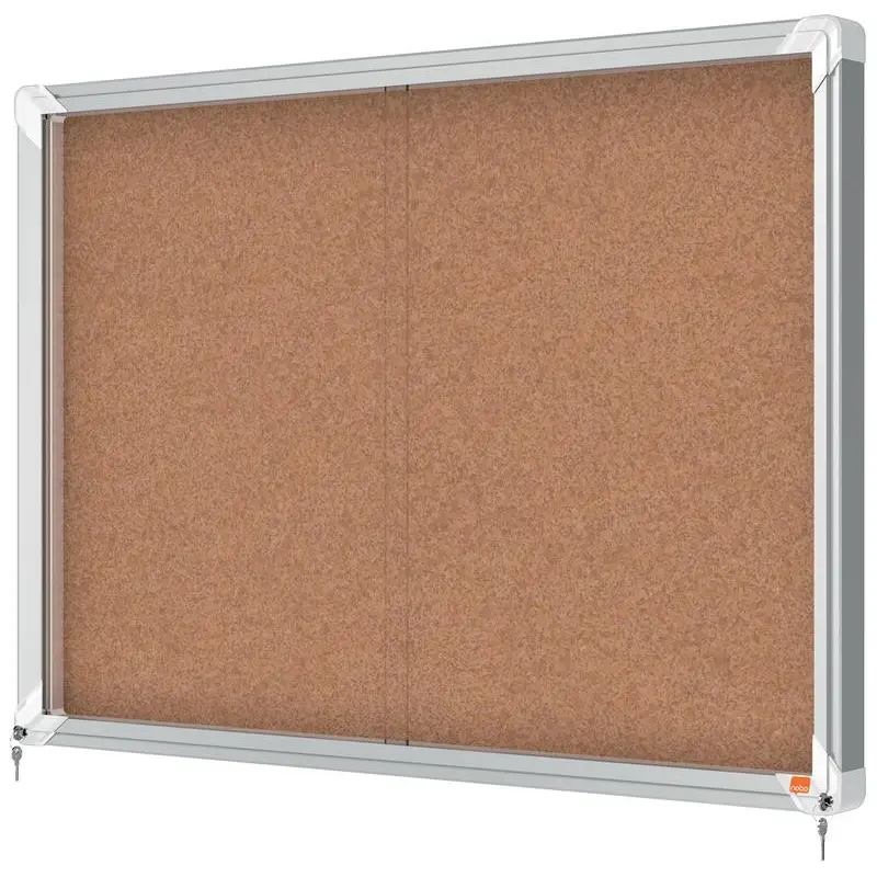 Nobo Premium Plus Cork Lockable Noticeboard Display Case Sliding Door 8 x A4 925x668mm 1915331