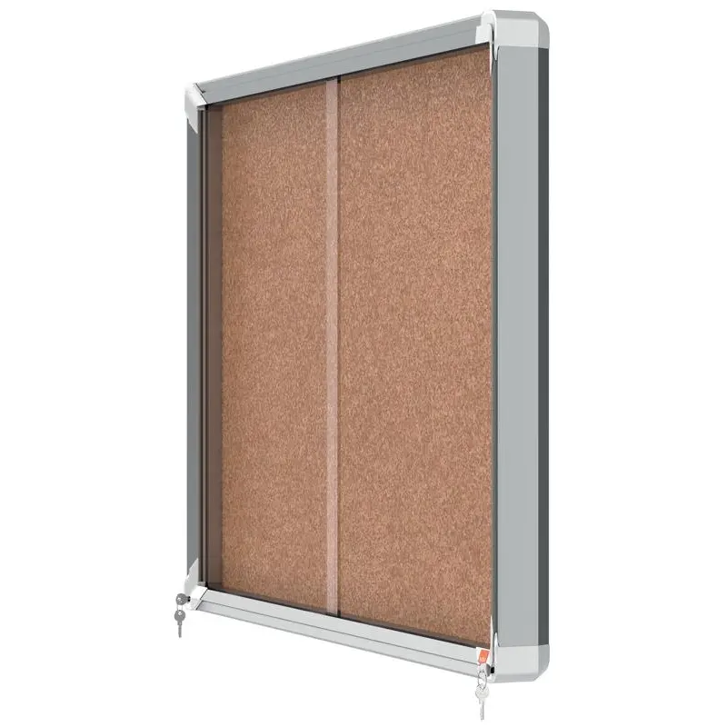 Nobo Premium Plus Cork Lockable Noticeboard Display Case Sliding Door 8 x A4 925x668mm 1915331