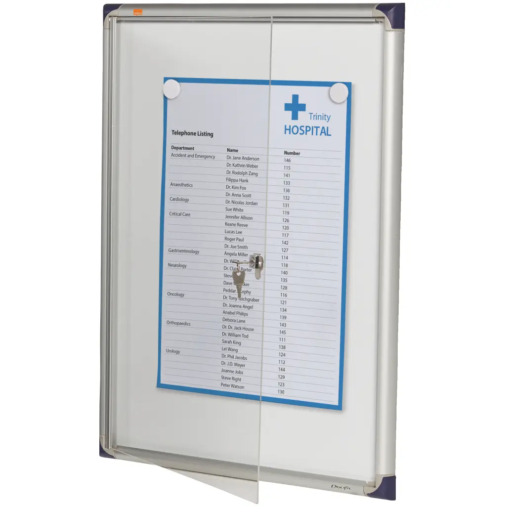 Nobo Extra Flat Magnetic Whiteboard Display Case Lockable 4 x A4 550x735mm 1900846