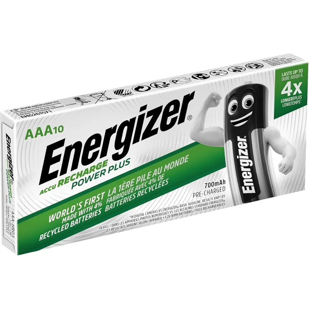 Energizer Rechargeable Power Plus AAA Battery 700mAh (Pack 10) - 416985