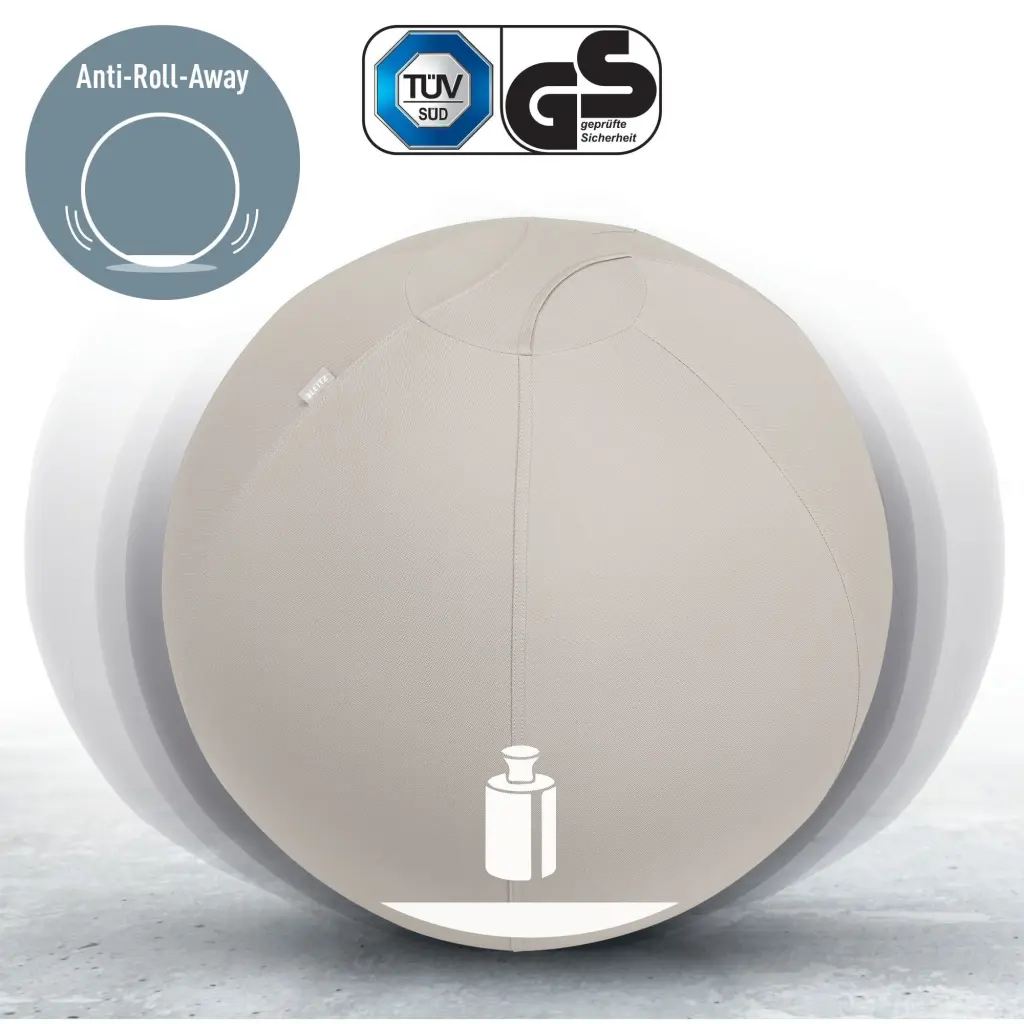 Leitz Ergo Active Sitting Ball 75cm Anti-Roll-Away Light Grey - 65430085