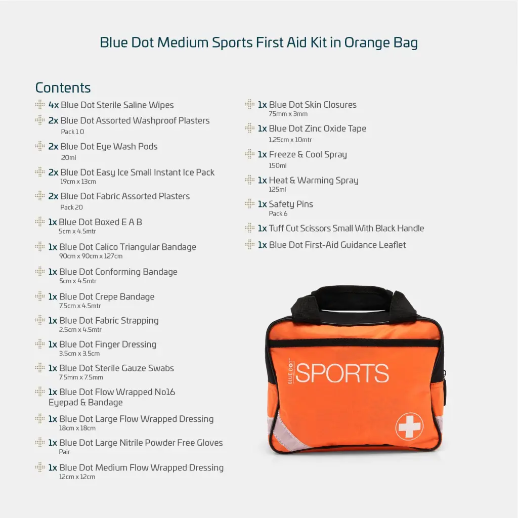 Blue Dot Medium Sports First Aid Kit in an Orange Bag - 300002PS