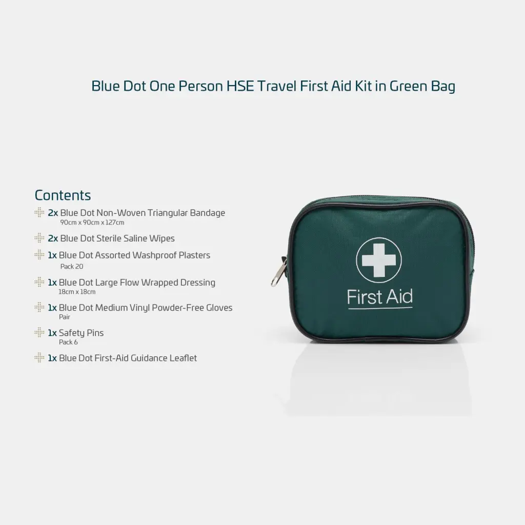 Blue Dot One Person Travel Kit In Green Zipped Bag - 30FHSET1