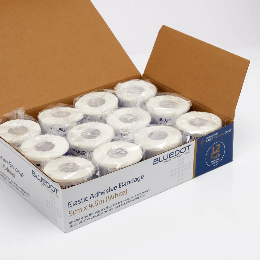 Blue Dot Wrapped White EAB 5cm x 4.5m (Pack 12) - 1146