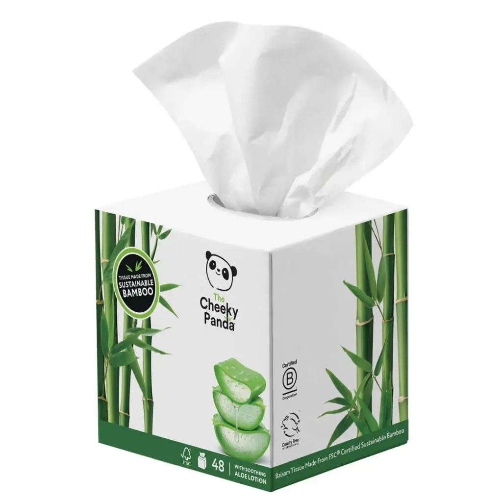 Cheeky Panda Sustainable Plastic-Free Bamboo 4ply Balsam Tissue Cube (Pack 48) - BALSCUBT4P