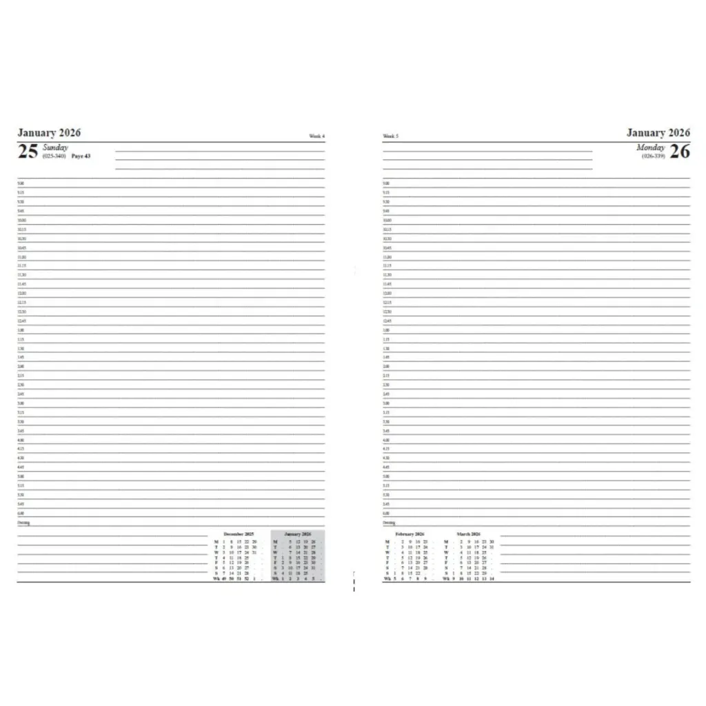 ValueX Desk Diary A5 Day To Page Appointment 2026 Blue - OFFICEA51A Blue