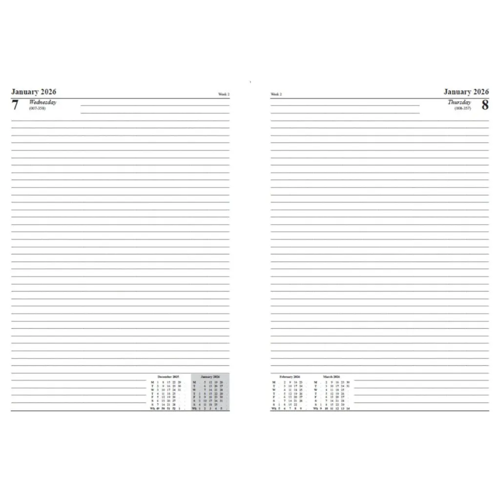 ValueX Desk Diary A5 Day Per Page 2026 Blue - BUSA51 Blue
