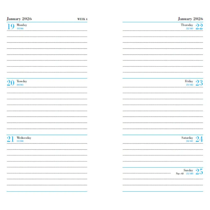 ValueX Slim Pocket Diary Week ToView 2026 Black - BUSSLIM1 Black