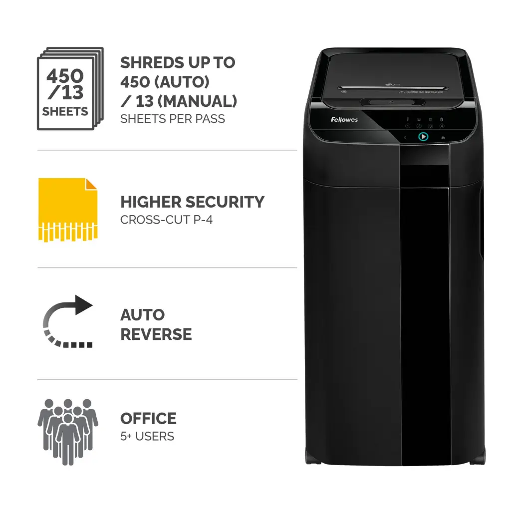 Fellowes AutoMax 450C Cross Cut P-4 Shredder 68 Litre - 100135793