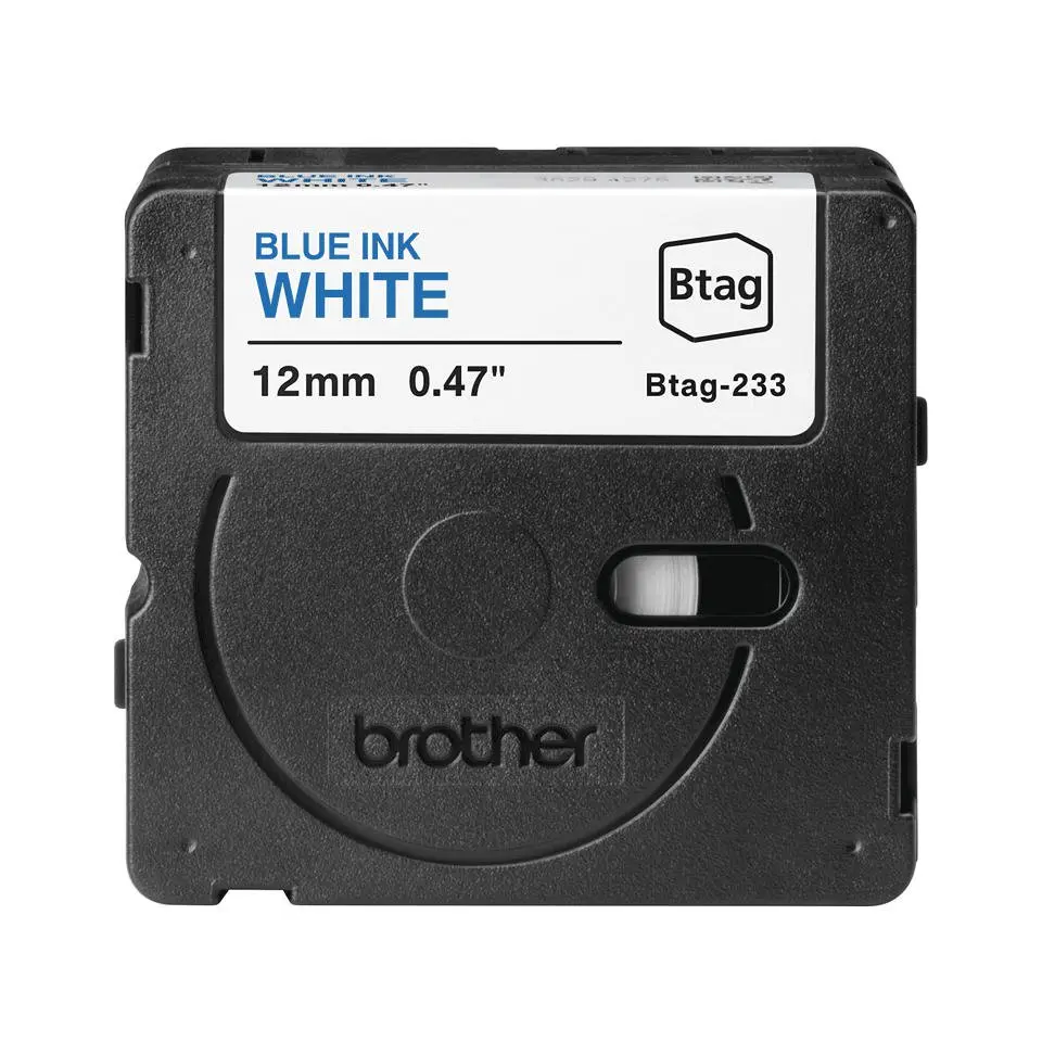Brother 12mm Blue on White Tape - BTAG233