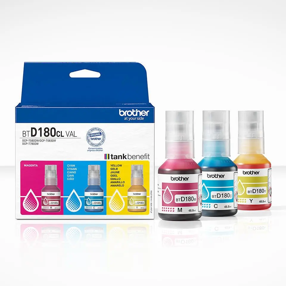 Brother Cyan Magenta Yellow Ink Cartridge Colourpack 5K Pages Each - BTD180CLVAL
