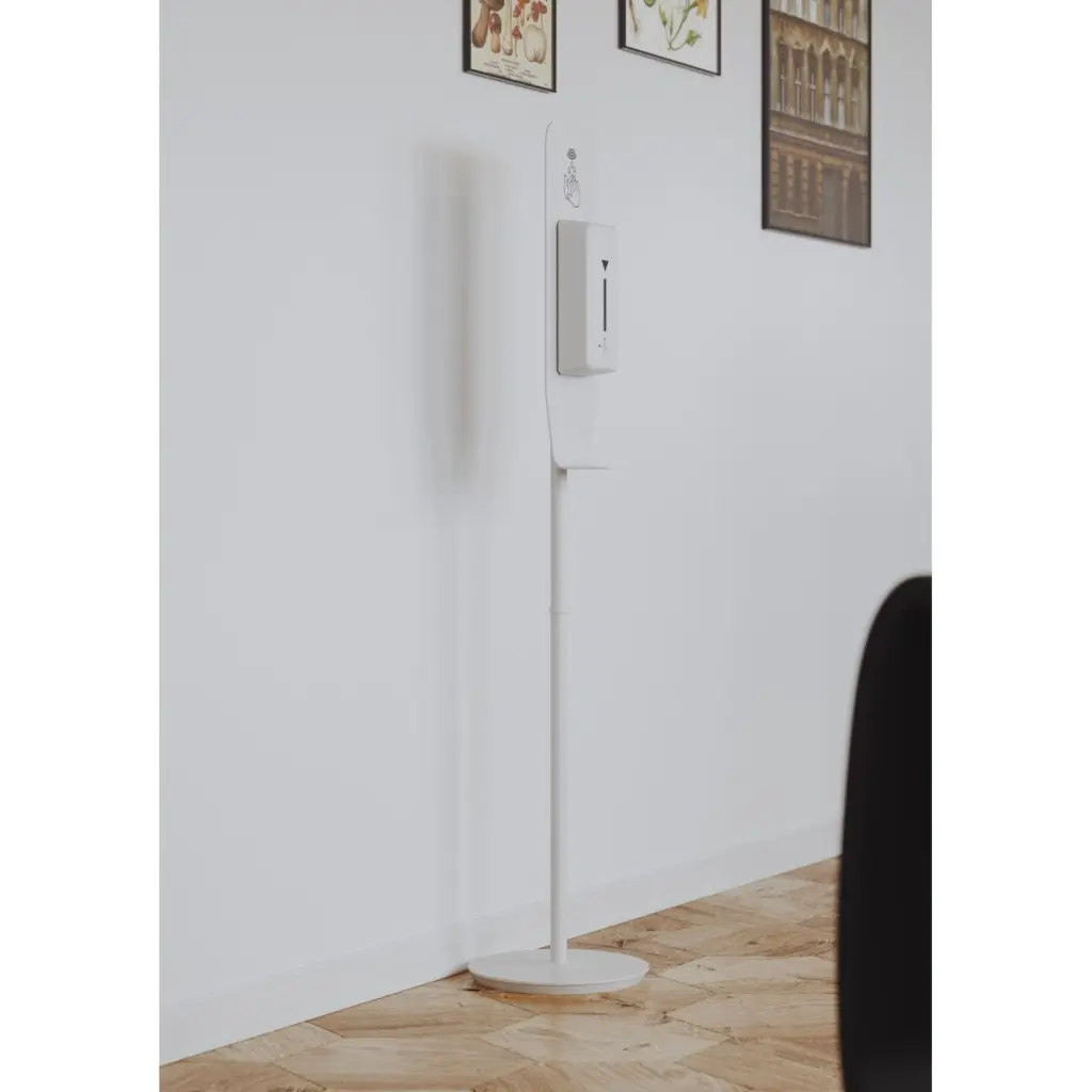 Alba Automatic Hand Sanitiser Dispenser 1 Litre Height 164cm Steel Frame White - MHGEL