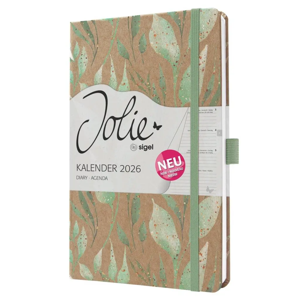 Jolie Diary 2026 A5 Week To View Hardcover Sparkle Leaves - J6803