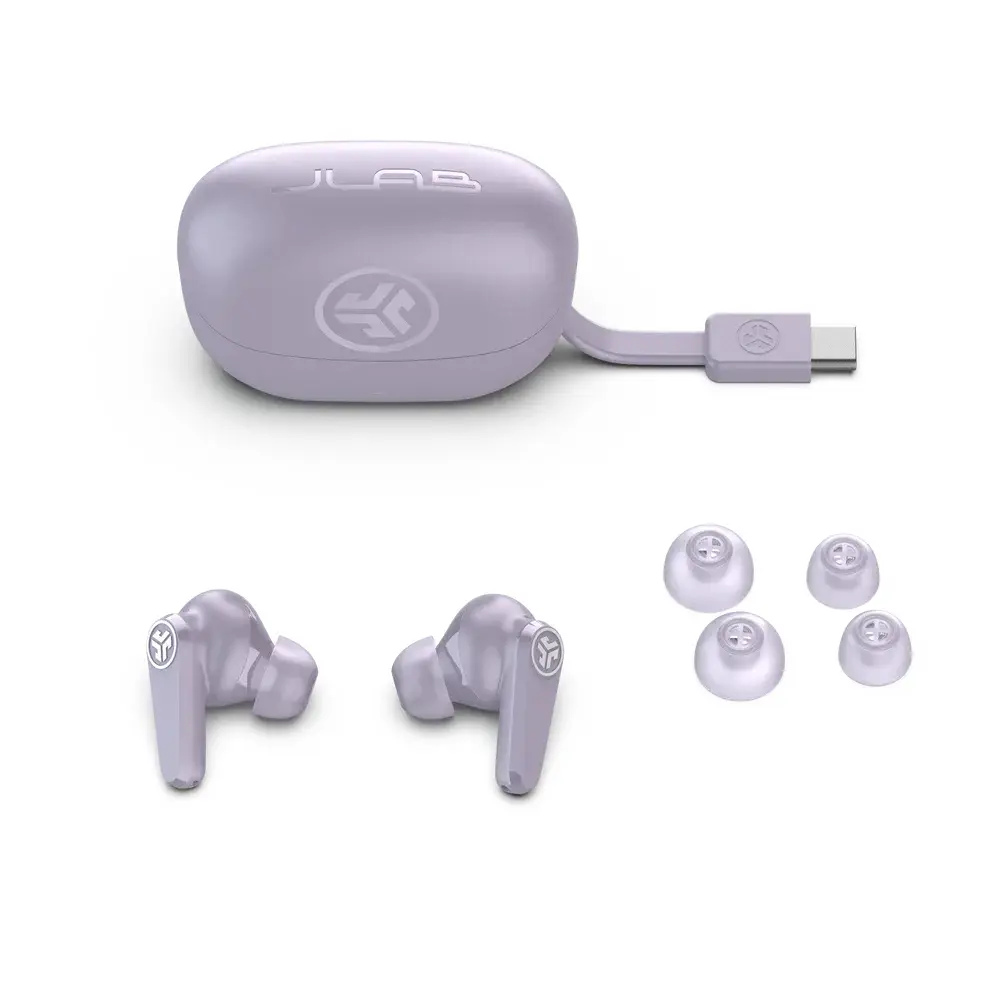 JLab Audio Go Pods ANC True Wireless Stereo Lilac Earbuds with Charging Case