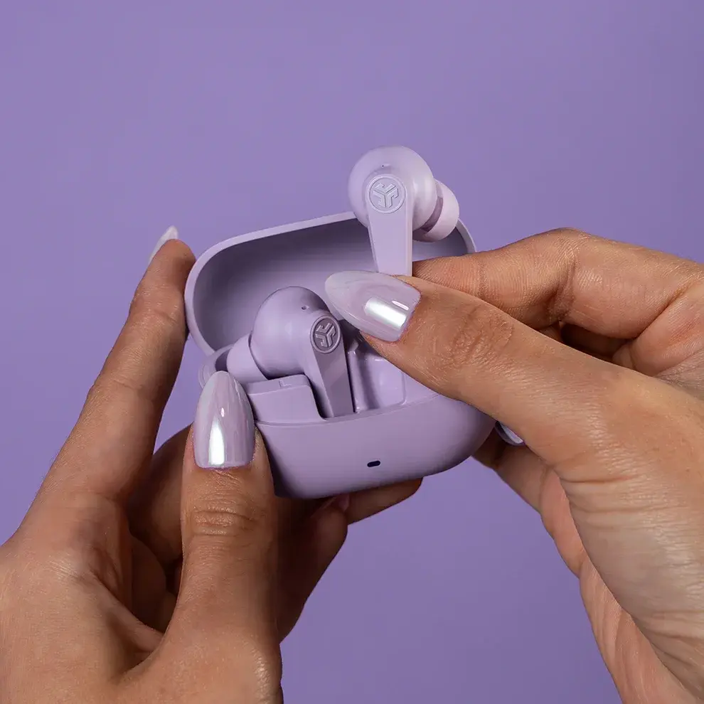 JLab Audio Go Pods ANC True Wireless Stereo Lilac Earbuds with Charging Case