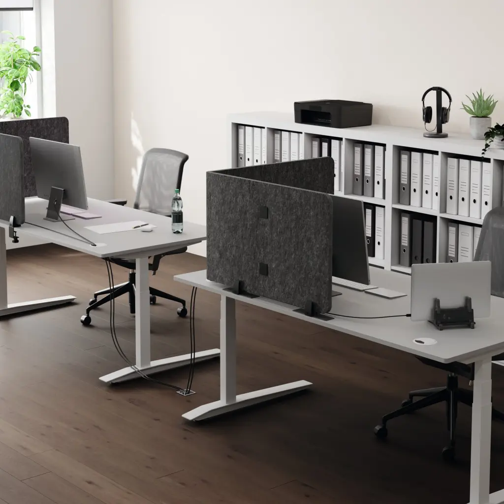 Durable EFFECT Foldable Felt Desk Divider 60% Recycled W1600 x H500mm Charcoal Grey - 313558