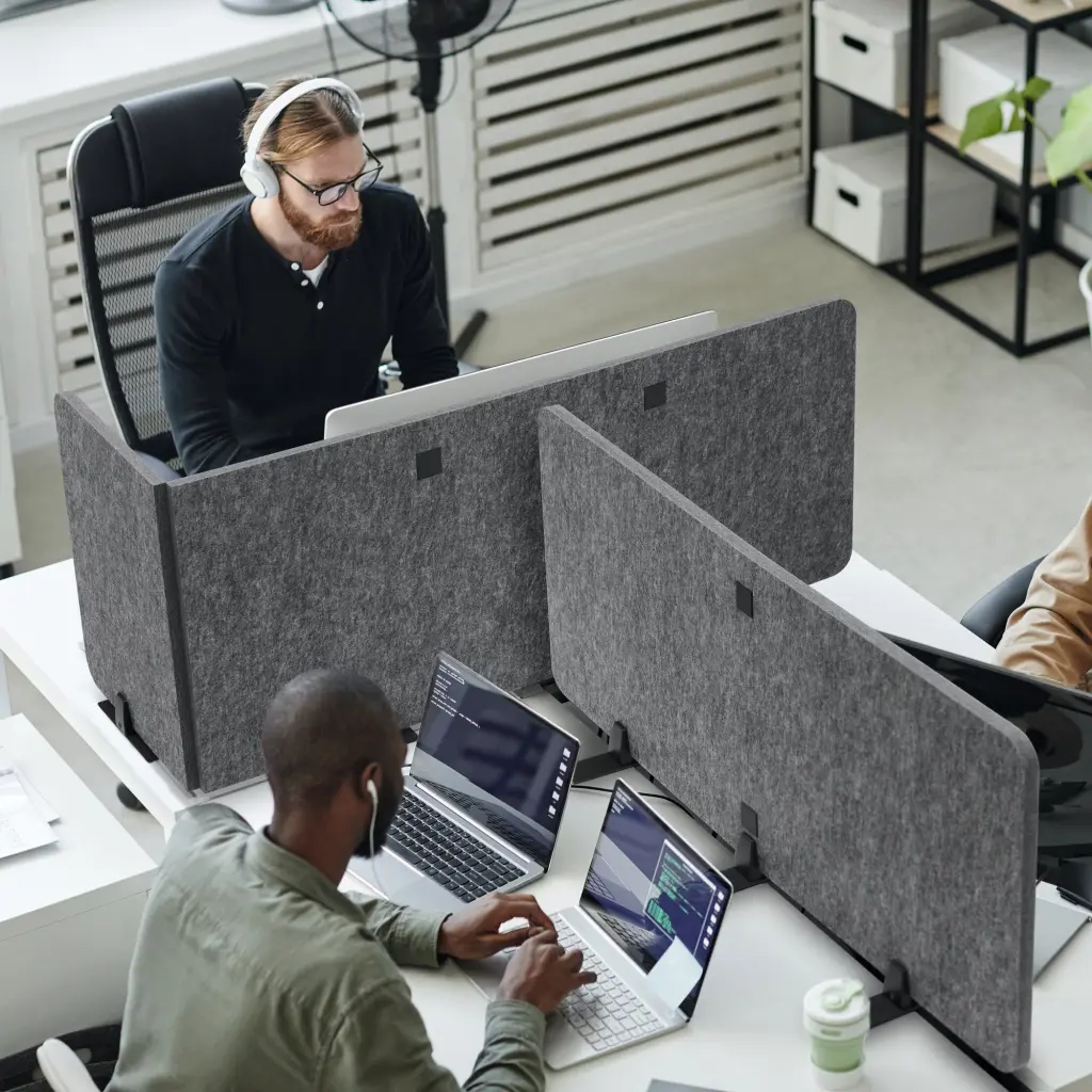 Durable EFFECT Foldable Felt Desk Divider 60% Recycled W1200 x H500mm Charcoal Grey - 313458