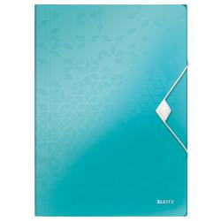 Leitz WOW 3 Flap Folder A4 Polypropylene Ice Blue Pack of 10