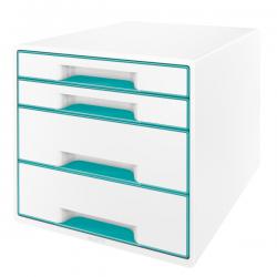 Leitz WOW CUBE Drawer Cabinet 4 drawers 2 big and 2 small A4 Maxi White/ice blue