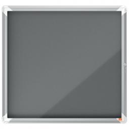 Nobo Premium Plus Felt Lockable Notice Board 6xA4 Grey Hinged