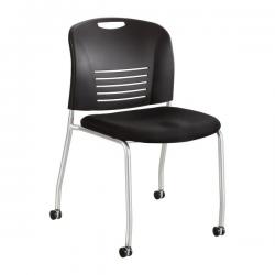 Safco Stack Chair, Straight Leg with Casters, Black 4291BL Pack of 2