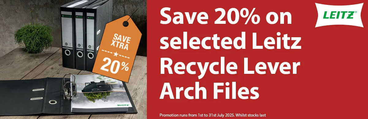 Save 20% on selected Leitz Recycle Lever Arch Files