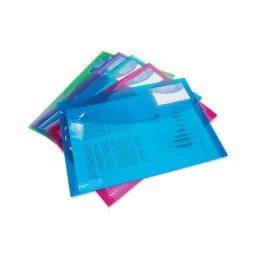 100 x Rapesco ID Popper Wallet A4 Bright Transparent Colours 0700