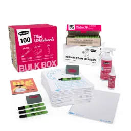 100 x Show-me A4 Telling the Time whiteboards, pens and erasers plus 2 free cleaners.