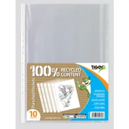 120 Packs Tiger A3 Pack 10 Portrait Punched Pockets 90 Micron