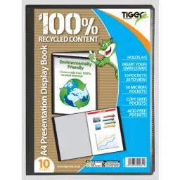 132 Pieces Tiger A4 10 Pocket Presentation Display Book Black