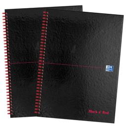 Black n Red Wirebound Glossy Hardback Notebook Ruled 140 Pages Perforated Black A4 (Pack 2) - 400155309