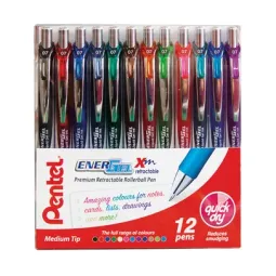 Pentel EnerGel X Tip Width 0.7mm Line Width 0.35mm Assorted Colours in Cardboard Wallet (Pack 12) - YBL107/12-M