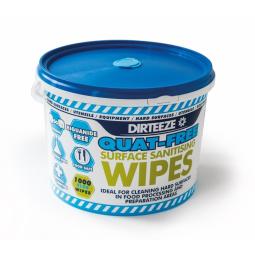Dirteeze Quat-Free Surface Sanitising Wipes Pack 1000 Food Safe