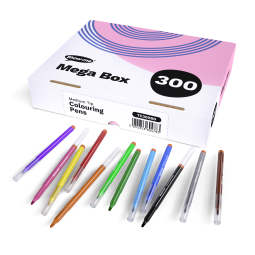 300 x Show-me Classtray KOMFIGRIP Colouring Pens Broad Tip Assorted 