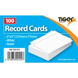 270 Packs Tiger Record Cards White Ruled 5x3