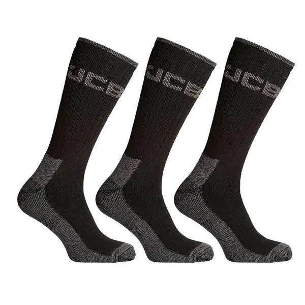 3 Pack Heavy Duty Work Socks Black 6-11