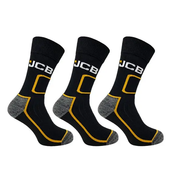 3 Pack Shin Protect Work Socks Black 6-11