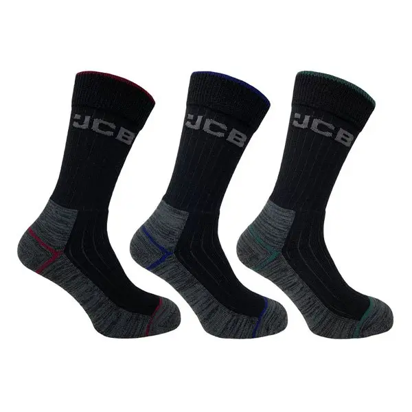 3 Pack Work Tough Socks Black Mix 6-11