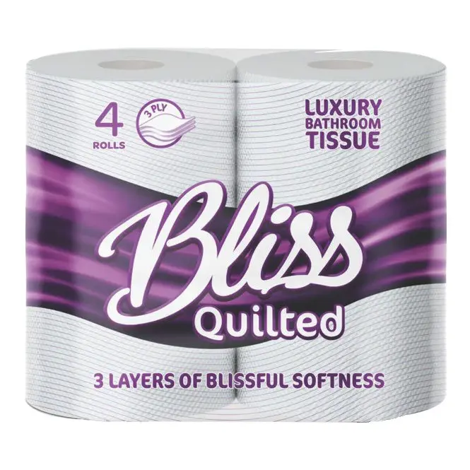 3 Ply Bliss luxury quilted toilet rolls - 10 packs of 4 rolls