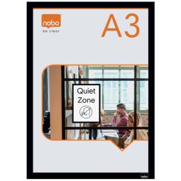 Nobo Self-adhesive Magnetic Poster Frame A3 Black Pack of 2