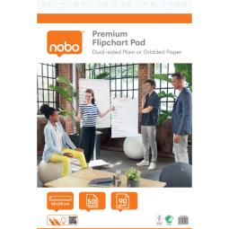 Nobo Premium Flipchart Pad 60x85cm Dual-Sided Plain or Gridded Paper 50 sheet
